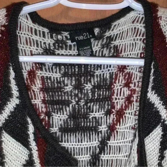 Rue21 Open Long Cardigan Burgundy, & Black XL - Picture 14 of 16